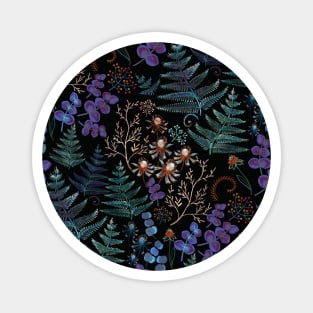 Moody florals with fern and eucalyptus leaves Magnet